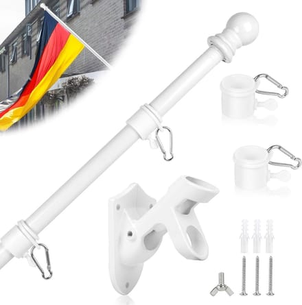 Vlaggenmast Set - Vlaggenstok Houder - Trots Tonen - Verstelbare Lengte - 1.5 Meter - Wit