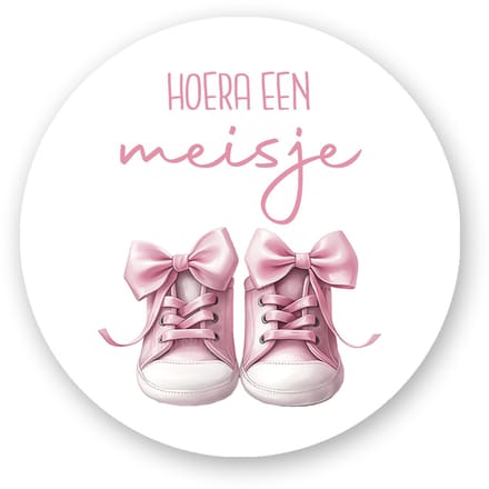 25x Sluitstickers Hoera een Meisje – 4 cm Rond – Geboorte Sticker – Babyshower & Envelop Sluitzegel