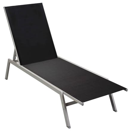 vidaXL - Ligbed - staal - en - textileen - zwart