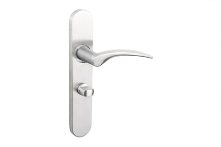 Lavuzo deurkruk Lodini RVS met afgerond schild WC63/8 badkamersluiting | Per set | Deurklink met schild