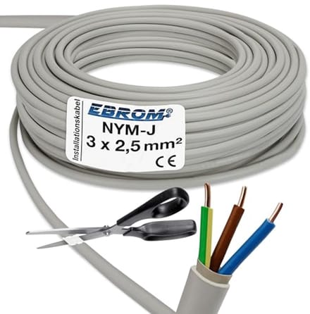 Mantekabel 3x2,5 mm² - Voor vochtige ruimtes - Installatiekabel per meter - Grijs