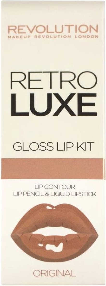 Makeup Revolution - Retro Luxe Kits Gloss - Original - Complete Lip Set - Lipgloss & Lipliner - Nude