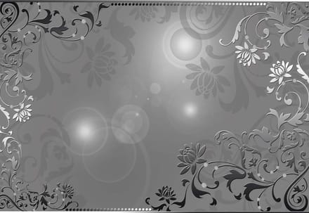 Fotobehang Floral Pattern Black White Grey | XL - 208cm x 146cm | 130g/m2 Vlies