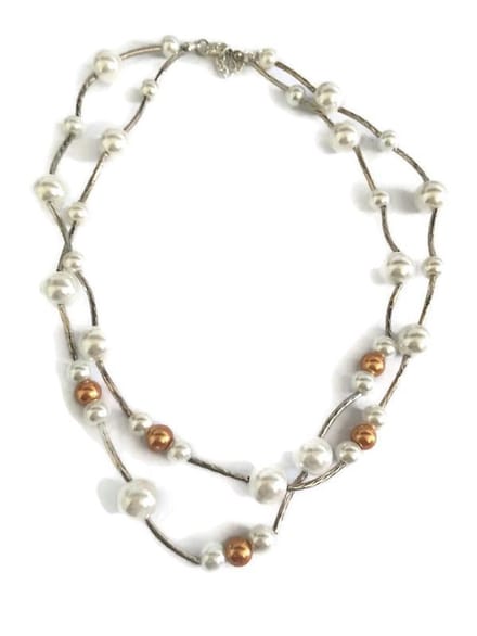 Petra's Sieradenwereld - Ketting parels met buisjes (743)