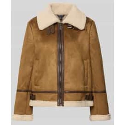Regular fit jack in leerlook met imitatiebont