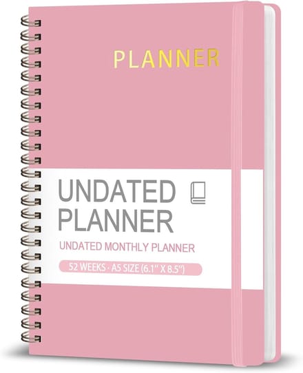 Ongedateerde Weekplanner A5 Roze met Doelenlijst en Spiraalbinding