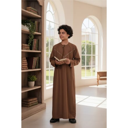 Kinderen jongens bruin Eid Marokkaanse Thobe gewaad Djellaba Ramadan Eid Jubba-LFS K-HM10