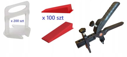 Tegel's nivelleringsset 1 mm: 200 clips, 100 wiggen, tang