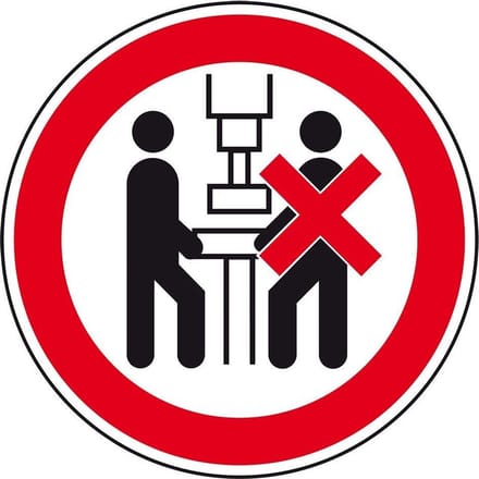Machine door 1 persoon bedienen sticker 150 mm