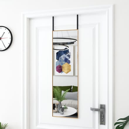 vidaXL - Deurspiegel - 30x100 - cm - glas - en - aluminium - goudkleurig