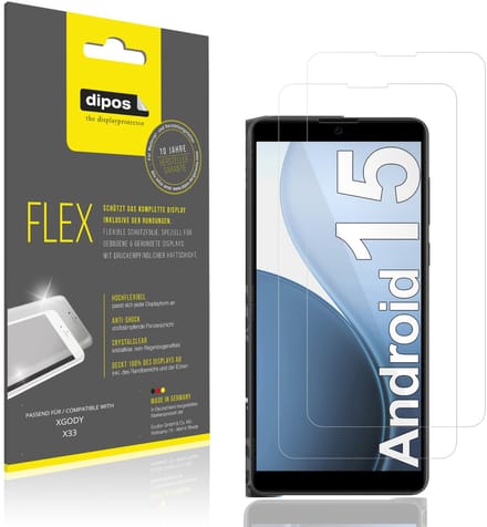 dipos – 2x Beschermfolie geschikt voor XGODY X33 | 3D Full Cover Screenprotector | 100% Passend