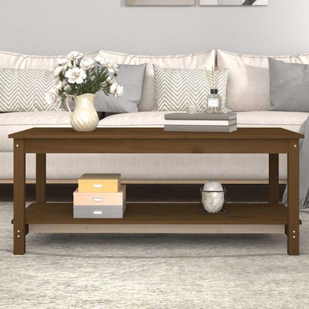 vidaXL - Salontafel - 110x55x45 - cm - massief - grenenhout - honingbruin