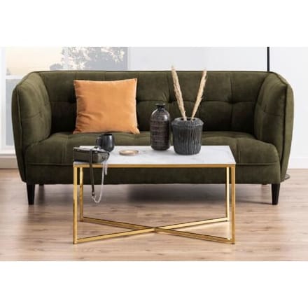 Salontafel goud wit marmerlook 90 cm