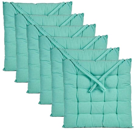 Giftdecor Stoelkussen Decorama - 6x - binnen/buiten - mintgroen - 40 x 40 x 5 cm - polyester