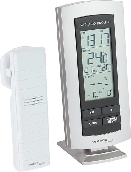 Klassiek weerstation met radioklok en temperatuurweergave