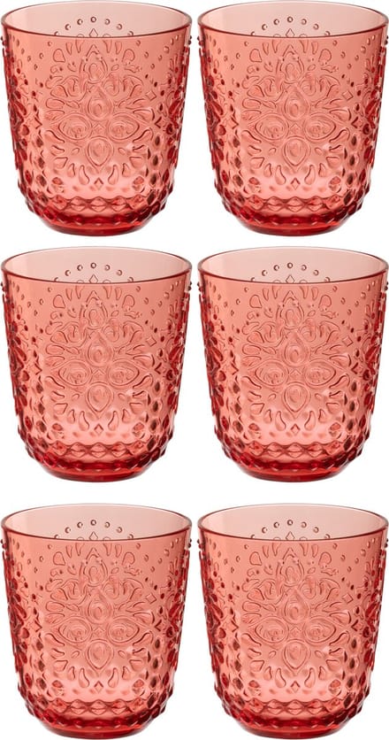 J-Line glas - kunststof - rood - doos van 6