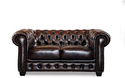 Vente-unique Driezits- en tweezitsbank Chesterfield BRENTON 100% buffelleer - bruin tinten