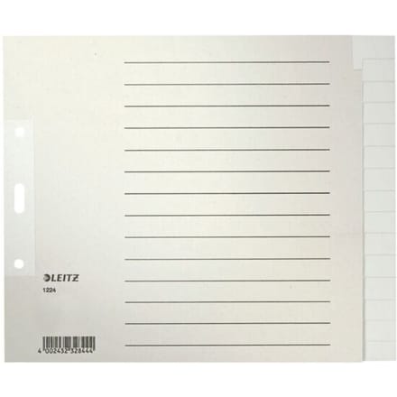 Leitz 1224 Register DIN A4, Bovenbreedte blanco Manila papier Grijs 15 tabbladen 12240085