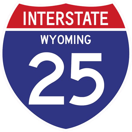 Signs USA - wandbord - dibond - Interstate 25 - Wyoming - 39 x 39 cm