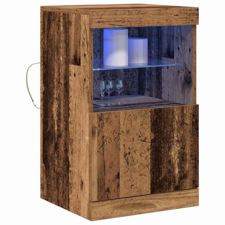 vidaXL - LED - Dressoir - Oudhout - 41 - x - 37 - x - 67 - cm - Bewerkt - hout