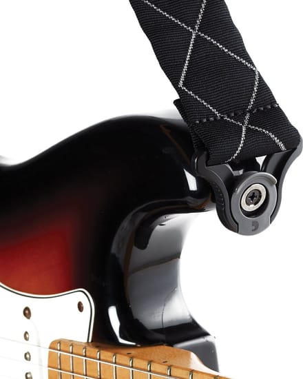 D'Addario 50BAL02 Auto Lock Gevoerde Gitaarband Black Padded Diamonds