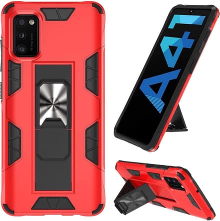HB Hoesje Geschikt voor Samsung Galaxy A41 Rood - Magnetic Kickstand Armor Case