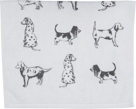 Clayre & Eef Gastendoekje 40x66 cm Wit Grijs Katoen Honden