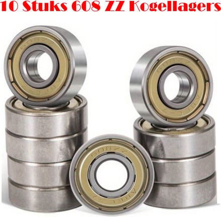 10 x Lager 608 RS - abec 9 - kogellager - goud - skateboard - skealers - step - smartkabel