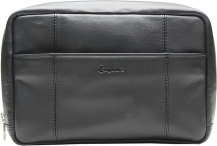 Esquire Leren Utensil zak Spa Cosmetic Case Black Zwart