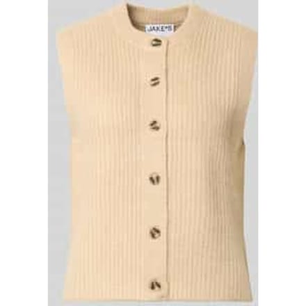 Mouwloos vest met wol en knoopsluiting