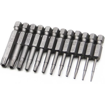12-delige 1/4 inch zeskantkoppen boorbitset staal schroevendraaierbits 50 mm lang compatibel met vermogen zwart
