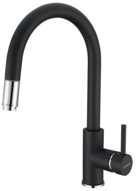 Alveus Delos Keukenkraan Zwart met Draaibare Uitloop - 38cm Hoog