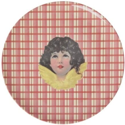 Rice kerst melamine bord rond klein angel, rood