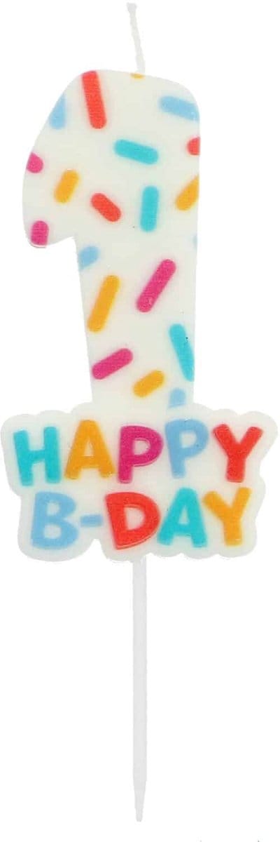 Folat - Kaars cozy sprinkles cijfer 1 - 7 cm