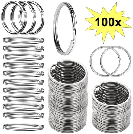 Fako Bijoux - Sleutelring - 30mm - Sleutelringen - Sleutelhanger Ringen - RVS Ring - Staal - Classic - Zilver - 100 Stuks