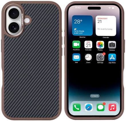 Rixus Mag Carbon With MagSafe For Apple iPhone 16 Brown
