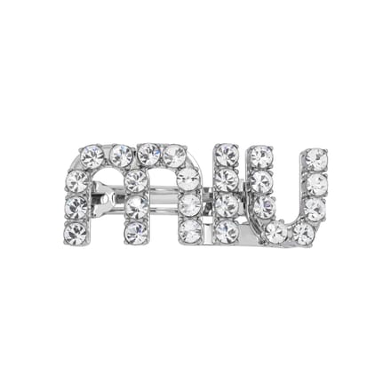 Miu Miu Logo Lettre Pince à Cheveux Métal Accessoires Femme Argent 5JF082 Basic Packaging-Box Not Included,F,Silver