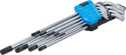 Torx (T-star) inbusset/ stiftsleutel set met boring, 9 delig, BGS 794