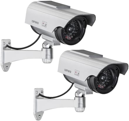 HI Dummy camera - 2x - met solar - realistisch design - IP44 - inclusief bevestiging - 7,5 x 22 cm