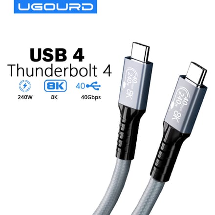 UGOURD USB4 Kabel 40Gbps 240W Thunderbolt 4 Type C Snelle Oplaadkabel Thunderbolt3 USB C naar C Gegevensoverdrachtskabel Voor EGPU USB4 40Gbps 240W 5A