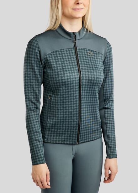 Montar SS26 MoHannah AO Geprinte Houndstooth Full Zip Jas Jade M