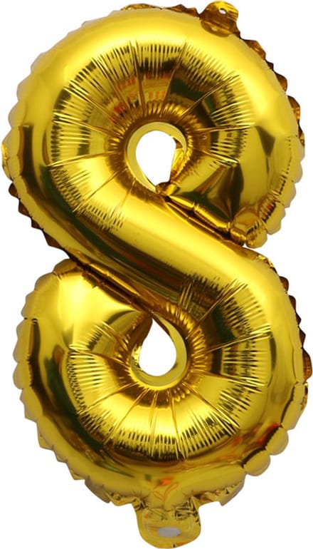 Folieballon / Cijferballon Goud - getal 8 - 41cm - ixen