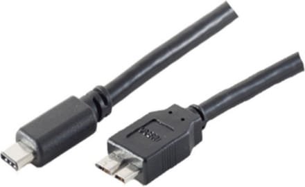 USB Micro B naar USB-C kabel - USB3.1 Gen 1 - tot 2A / zwart - 1 meter