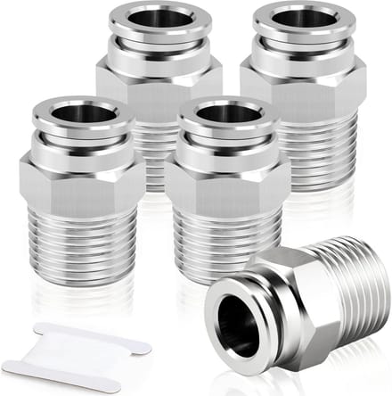 Rechte Pneumatische Koppelingen RVS 6mm Buis OD x 1/4 BSP - 5 Stuks