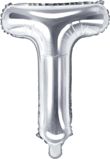 Partydeco - Folieballon Zilver Letter T (35 cm)