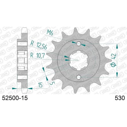 Stalen motortandwiel voor Afam 530 15 dents