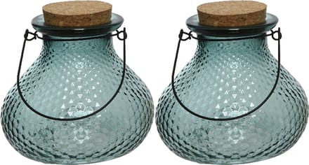Decoris wespenvanger/wespenval - set 2x - glas - lichtblauw - D14 x H13 cm