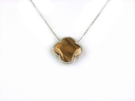 model Fiori klein ketting in zilver bruine klaver
