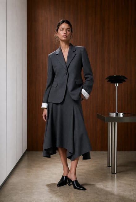 Marta asymmetrical viscose skirt | Anthracite - Anthracite / S
