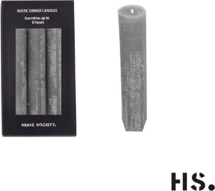 Home Society - Dinerkaars - 14cm - Doosje van 6 - Rustic Dinner Candles Grey